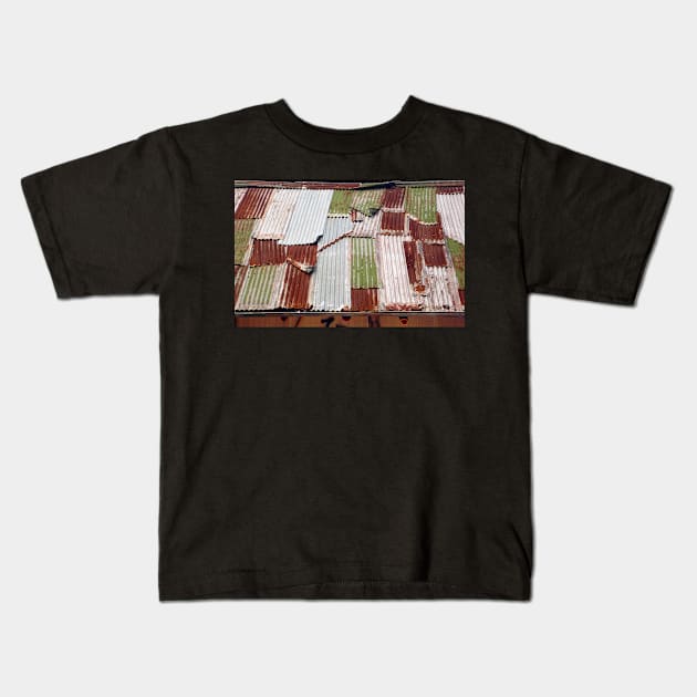 Corrugated Iron Patchwork Kids T-Shirt by rozmcq